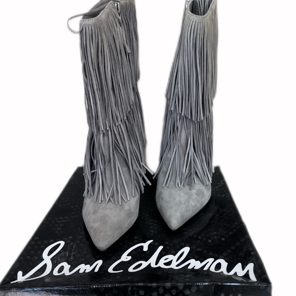 SAM EDELMAN BELINDA FRINGED HEELED BOOTIE - LIKE NEW - Picture 1 of 9